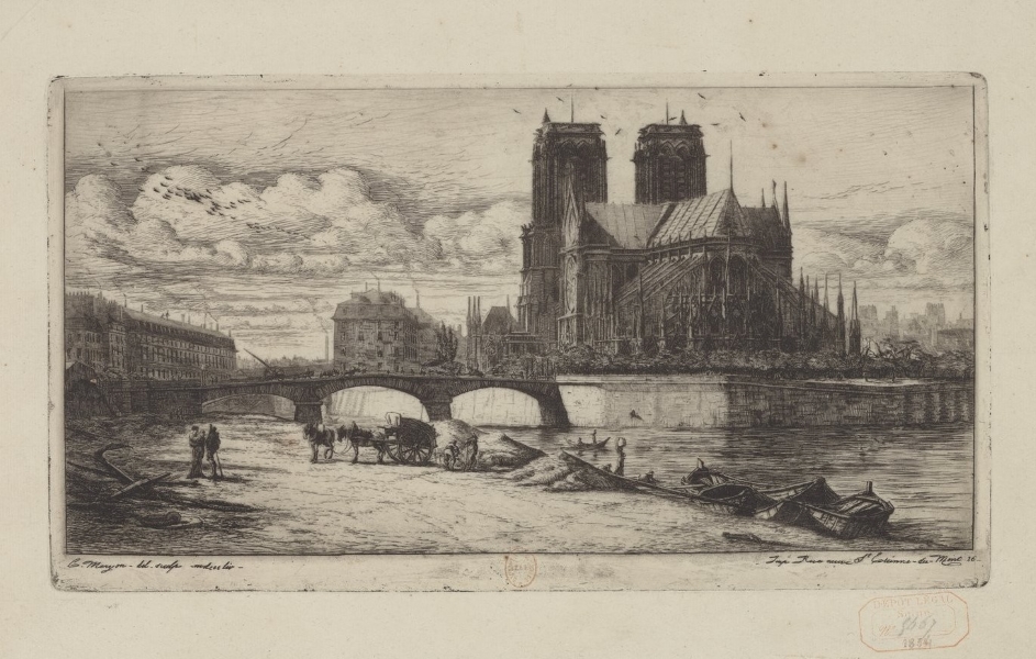 Charles Meryon, Abside de Notre-Dame de Paris, eau-forte, 1854, Bibliothèque nationale de France, département Estampes et photographie, RESERVEBOITEECU-EF-397 (2). Cliché BnF