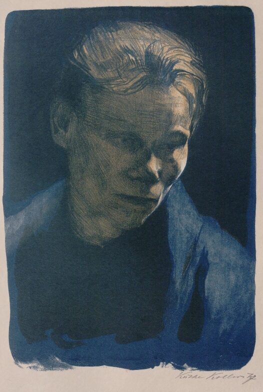 Buste d’une ouvrière au châle bleu, de Käthe Kollwitz (1)