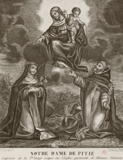Houat, d’après Testelin, Sainte Vierge (Notre-Dame de Pitié), Puteaux (Hauts-de-Seine), Église Notre-Dame de Pitié, Confrérie de la Sainte Vierge, gravure en taille-douce