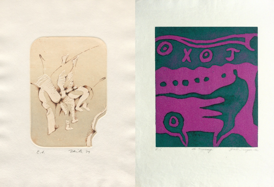 La bibliothèque de l&rsquo;INHA enrichit son fonds, autour de l&rsquo;Atelier 17, avec deux dons d&rsquo;estampes d&rsquo;Enrique Zañartu (1921-2000) et Gail Singer (1924-1983)