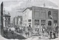 Édouard Renard et Henri Valentin, Nouvel hôtel des ventes mobilières, à Paris, dans L'Illustration. Journal Universel, 12 juin 1852, p. 389.