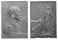 Oscar Roty, Émile Gaston Boutmy, 1896, Paris, musée d'Orsay, ©photo musée d'Orsay / RMN. Plaquette uniface en bronze, 6 x 4,3 cm.