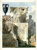 Charles Percier, Compositions de fragments antiques, planche 44 de l'ouvrage Palais, maisons et autres édifices modernes   dessinés à Rome, 1798