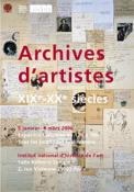 Affiche de l'exposition Archives d’artistes XIXe-XXe siècles, 2006