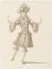 Jean I Berain, Costume de Carien du Triomphe de l’Amour de Lully, vers 1681, Silhouette à l’eau-forte reprise à la plume, à l’encre et au lavis d’encre sur papier, 24,3 x 17,8 cm, Paris, Musée du Louvre, Collection Edmond de Rothschild, 1912.