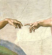 The Creation of Adam; by Michelangelo; 1508–1512; fresco; 480.1 × 230.1 cm (15.7 × 7.5 ft); Sistine Chapel (Vatican City), https://commons.wikimedia.org/wiki/File:Creaci%C3%B3n_de_Ad%C3%A1n.jpg