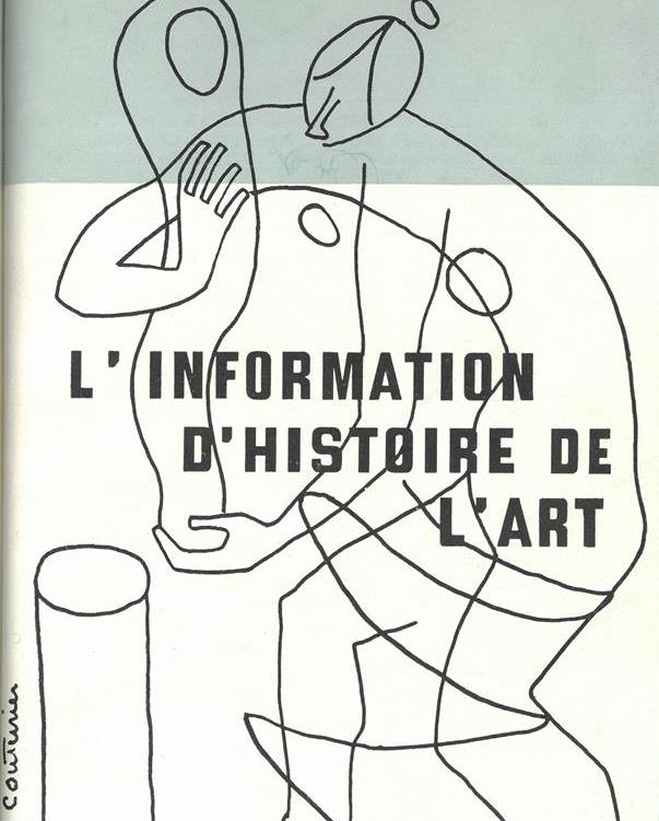 Illustration de Robert Couturier pour la couverture de L’Information d’histoire de l’art, vol. 2, nos 3-4, mai-octobre 1957. Paris, bibliothèque de l'INHA, 445 U 2. Cliché INHA.
